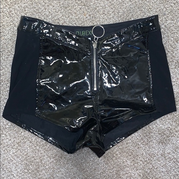 club exx Pants - Vinyl and Sheer Black shorts!